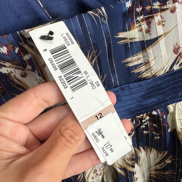 NWT LAUNDRY by Shelli Segal Blue and Metallic Gold Halter Dress  Sz 12 - Picture 6 of 8